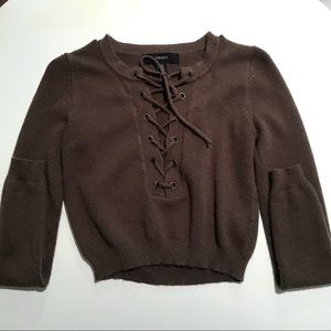 Olive sweater knit crop top